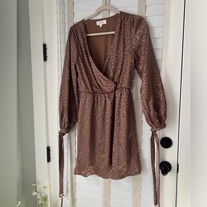 Leopard print long sleeve dress